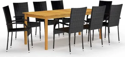 Produktbild von 9-tlg. Garten-Essgruppe Schwarz