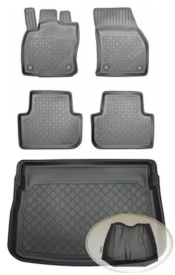 Produktbild von SET Kofferraumwanne Gummifußmatten für VW Volkswagen Golf Sportsvan Van Kombi 5-türer 2014- für erhöhte Ladefläche (gerade Ladekante) und vertiefte Ladefläche geeignet