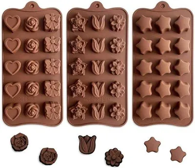 Produktbild von Silikon-Chocoladeformen-Set, 3-teilig, für zu Hause, Kinder, Backen, Bonbonkuchen, Geleekuchen.