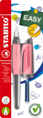 Produktbild von STABILO Schulfüller mit Anfänger-Feder A -  EASYbuddy Pastel in Rosiges Rouge - Schreibfarbe blau (löschbar) - Einzelstift - inklusive Patrone blau