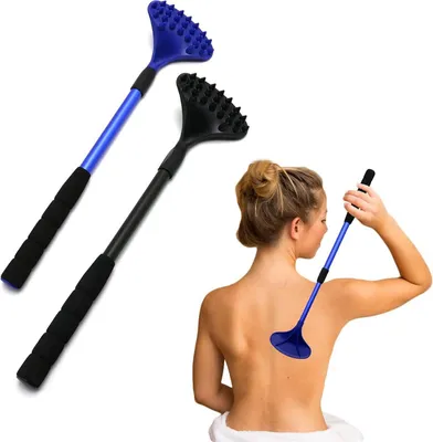 Image de EASACE Lot de 2 Body Scratcher Set extensible 21 pouces ABS Tête de massage Noir Bleu pour adultes - Animaux Compact - Rétractable