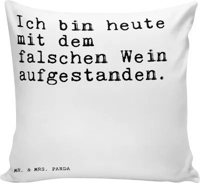 Produktbild von Mr. & Mrs. Panda Zierkissen Ich bin heute mit... - Weiß - Geschenk, Spruch, 40x40 kissen, Freundin, Sprüche Weisheiten Zitate Lustig Weisheit Worte, Sofakissen, Polster