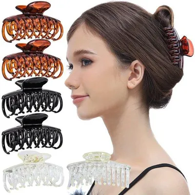 Produktbild von Haarclips mit fester Greifkraft, mittlerer Transparenz, schwarz, weiß, 6er Pack