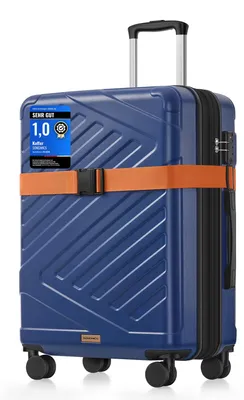 Produktbild von SONGMICS Koffer, Reisekoffer, Hartschalenkoffer mit TSA-Schloss, Koffergurt, ABS-Trolley, 4 Zwillingsrollen, erweiterbar, L, 65 cm, hafenblau RLP002Q101