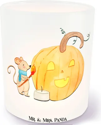 Produktbild von Mr. & Mrs. Panda kerzenbehälter Kürbis Maus - Transparent - Geschenk, Windlicht aus Glas, Dekoration, Halloween Deko, Teelichthalter, kerzenhalter, Outdoor, Kerzen