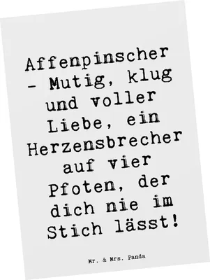 Produktbild von Mr. & Mrs. Panda Postkarte Spruch Affenpinscher Liebe - Weiß - Geschenk, intelligenter Hund, Grußkarte, Postkarten, Ansichtskarten, Ansichtskarte, bildkarte, loyal