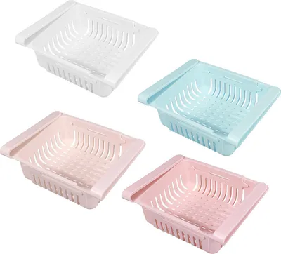 Image de Réfrigérateur Rack de stockage en plastique Panier aliments et boissons Tiroirs de rangement Cuisine - Blanc