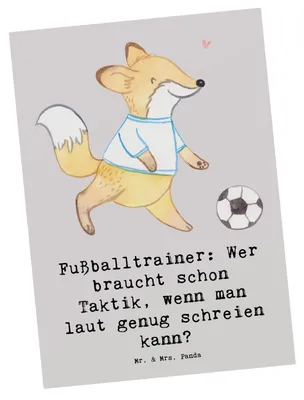 Produktbild von Mr. & Mrs. Panda Grußkarte Fußballtrainer Motivation - Grau Pastell - Geschenk, Spruch, einzelkarte, Team, Berufe, Postkarte, Spielerentwicklung, Ansichtskarte, Coaching