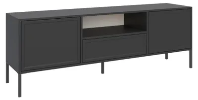 Produktbild von Selsey Velveto - TV-Lowboard 2-türig mit Schublade & Fach, Schwarz, 160 cm