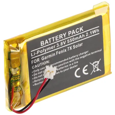 Zdjęcie produktu dla Akumulator AccuCell pasujący do modelu Garmin Fenix 7X Solar – litowo-polimerowy, 3,8 V, 550 mAh, 2,1 Wh, wbudowany