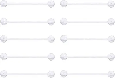 Obrázok produktu pre Priehľadné plastové akrylové piercingy do jazyka 14G 12 mm, 14 mm, 16 mm, 18 mm