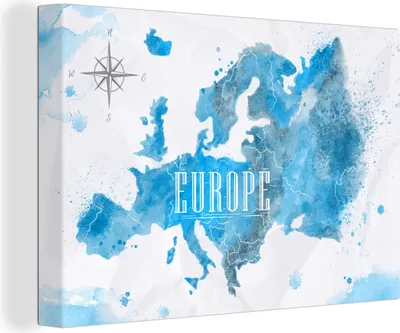 Produktbild von OneMillionCanvasses® - Leinwandbilder - 140x90 cm, Aquarell - Karte - Europa, Wandbilder Kunstdruck Wanddekoration