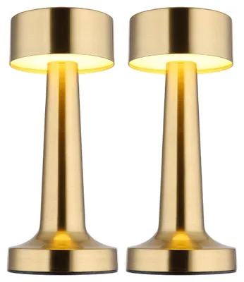 Produktbild von 2er Set LED Tischleuchte, messing, Touchdimmer, Akku, H 21cm