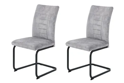Produktbild von Hela Tische, 2er Set Esszimmerstuhl Freischwinger Gela, Bezug Velvet Silber, Wellenfeder-Polsterung, ergonomischer Rücken, 140kg belastbar