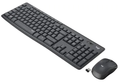 Produktbild von Logitech MK295 Silent, Volle Größe (100%), Kabellos, RF Wireless, QWERTY, Graphit, Maus enthalten
