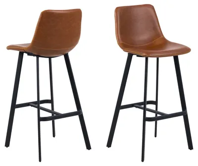 Image de Oregon Tabouret de bar avec surpiqûres contrastées beige, marron, noir.