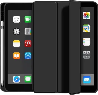 Zdjęcie produktu dla Etui ZELURXX do iPada 10,2 cala (iPad 7/8/9), płynny silikon, z uchwytem na rysik, funkcją Smart Sleep, wieloma kątami nachylenia, cienkie i odporne na uderzenia, czarne