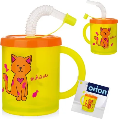 Image de Orion Gobelet pour enfants Gobelet Tasse avec paille pour enfants Chat 260 m