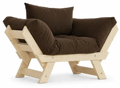 Image de Fauteuil de jardin en bois de pin et lin naturel et brun - L 108 à 140 × P 75 cm - Imperméable