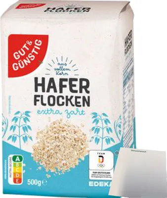 Produktbild von Gut & Günstig Haferflocken extra zart (500g Packung) + usy Block