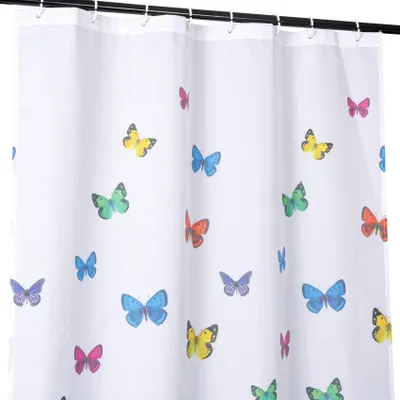 Produktbild von Duschvorhang FASTY Schmetterlinge Anti-Schimmel Polyester Badezimmervorhang Bad-Stoff 120x200cm Bunt Robust