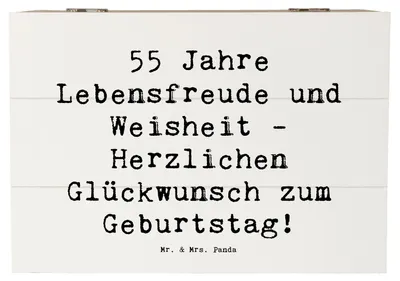 Produktbild von Mr. & Mrs. Panda Box Spruch 55. Geburtstag Freude 22 x 15 cm - Weiß - Geschenk, Jubiläum, Schatulle, Truhe, fünfzigster, Meilenstein, geschenkkiste, besondere Geburtstage