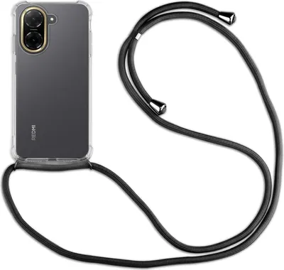 Produktbild von Handykett für Xiaomi Redmi A5 4G (Global 171,7mm ) / Poco C71 4G Hülle mit Kordel Handyhülle mit Band in Schwarz