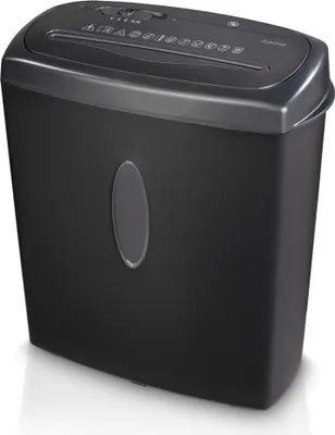 A black paper shredder is shown against a white background.