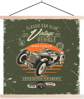 Produktbild von MuchoWow® Textilposter Oldtimer - Oldtimer - Auto 60x60 cm mit holzfarbenen Rahmen - Wanddekoration