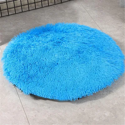 Immagine prodotto di Tappetino per cani, cuccia per animali domestici, lavabile, in peluche, colore blu, diametro 40 cm
