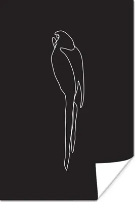 Produktbild von MuchoWow® Poster Papagei - Vogel - Abstrakt - Schwarz - Weiß 40x60 cm - Plakate für die Wand - Poster Babyzimmer