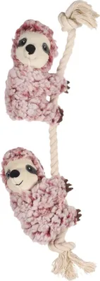 Produktbild von Flamingo Hundespielzeug zwei Faultiere mit Seil Hangta altrosa