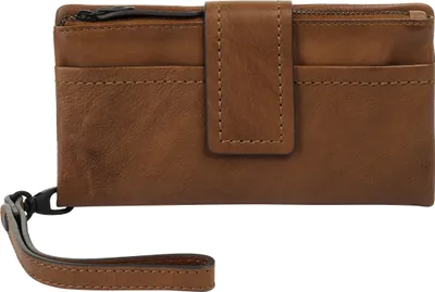 Produktbild von Damen Geldbörse cognac 18x9x2 cm mit RFID-Schutz, 12 Kartenfächern, Münzfach und Handschlaufe