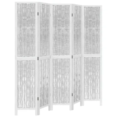Image de vidaXL Séparation de pièce 5 pièces blanc bois massif paulownia