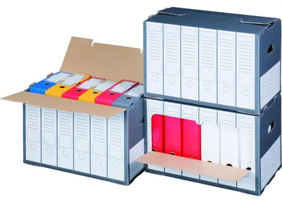 Produktbild von 10x Archivbox für Ordner mit Frontklappe 498x295x322mm wiederverschließbar anthrazit