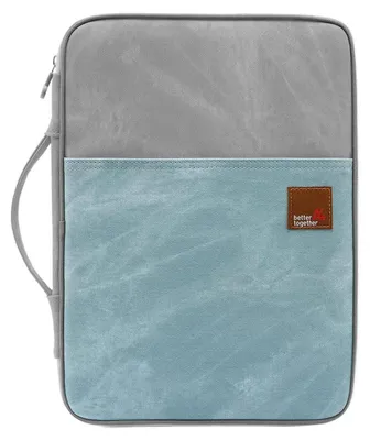 Productafbeelding van Schrijfmap met rits, tabletvak, ordner, grijs met blauw, 35x25x3 cm