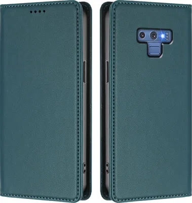 Image de Etui en cuir pour Samsung Galaxy Note 9, étui magnétique en cuirPolyuréthaneavec support Vert