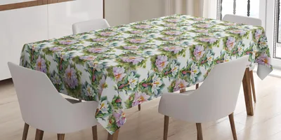 Obrázek produktu pro ABAKUHAUS Botanický ubrus, jemné barevné květy s opakujícími se okvětními lístky a akvarelovými vířícími listy, 140 x 200 cm, vícebarevný