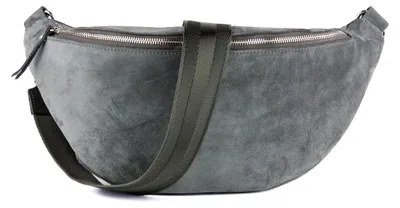 Produktbild von Bauchtasche aus Veloursleder in XL, große Wildleder Bauchtasche, Festival Tasche, Cross Body Tasche, Gürteltasche, Geschenk (Dunkelgrau 5)