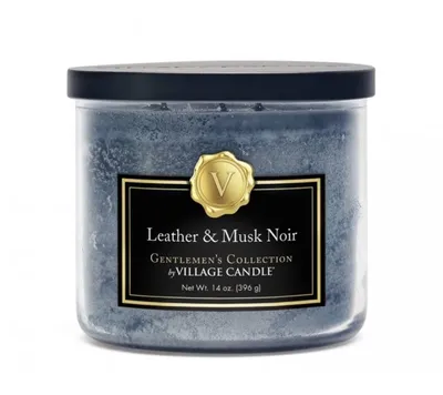 Produktbild von Village Candle Gentlemen's collection Leather & Musk Noir 396g Herrenkerze mit dem Duft von Moschus und Leder