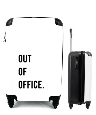 Produktbild von MuchoWow® Koffer Handgepäck Trolley Rollkoffer Kleine Reisekoffer mit 4 Rollen - Zitate - Außer Dienst - Weiß - Cabin Size < 55x40x23 cm & 55x40x20 cm - Fotokoffer - Kabinenkoffer - Boardgepäck - Reise-Box - Reisekoffer - Reisegepäck - Koffer mit Bild - Trolley für Kinder