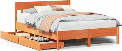 Immagine prodotto di vidaXL Letto in legno massiccio senza materasso cera marrone 135x190 cm legno di pino