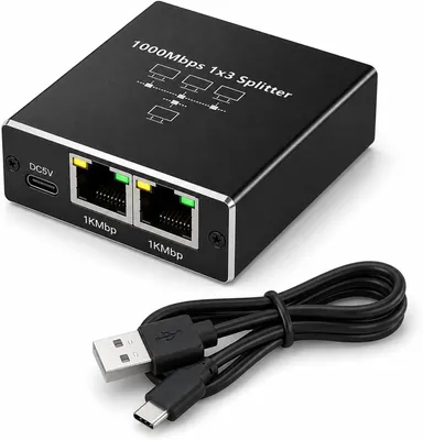 Zdjęcie produktu dla Przełącznik Ethernet 3-portowy, przepustowość 31000 Mbps, kompaktowy, przeznaczony do urządzeń sieciowych