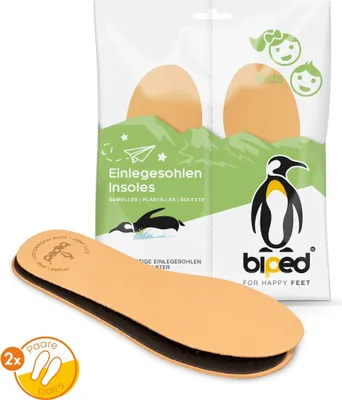 Produktbild von biped 2 Paar Kinder Premium Leder Einlegesohlen mit Aktivkohle Latex z2766(26-27)