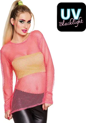 Produktbild von Langarm Neon Netzshirt Pink Für Damen