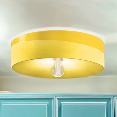Produktbild von Deckenleuchte Keramik Ø 40 cm Gelb E27 rund Retro Design Keramikleuchte