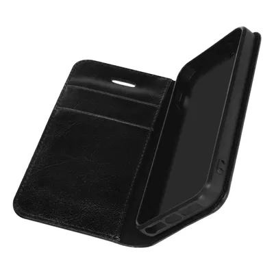 Produktbild von Avizar, Klappetui aus Echtleder im Brieftaschenstil für Apple iPhone 5 / 5s / SE, Schwarz