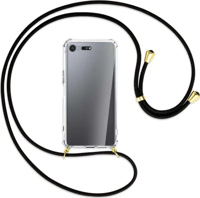 Produktbild von Handykette Backcover-Schutzhülle mit Band (Metall goldfarben) für Sony Xperia XZ Premium - schwarz