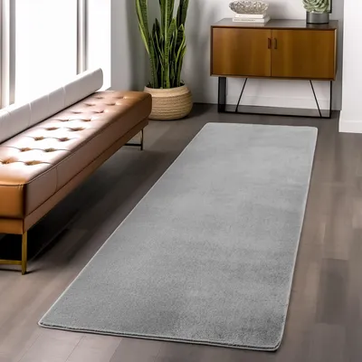 Image de Ayyildiz | Tapis Plush Joy - 80 cm x 250 cm - Gris - Ultra Doux - Antidérapant - Élégant