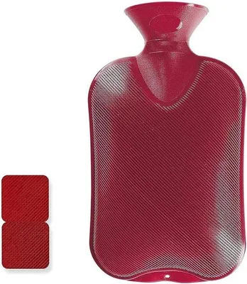 Productafbeelding van Warmwaterfles 1 liter met dubbele ribbels - Cranberrykleur
